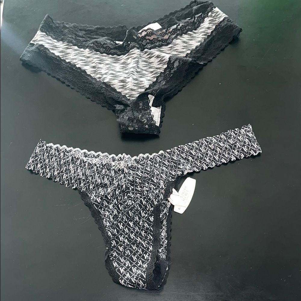NWT TWO PAIR LARGE VICTORIA’S SECRET PANTIES: THONG & CHEEKY